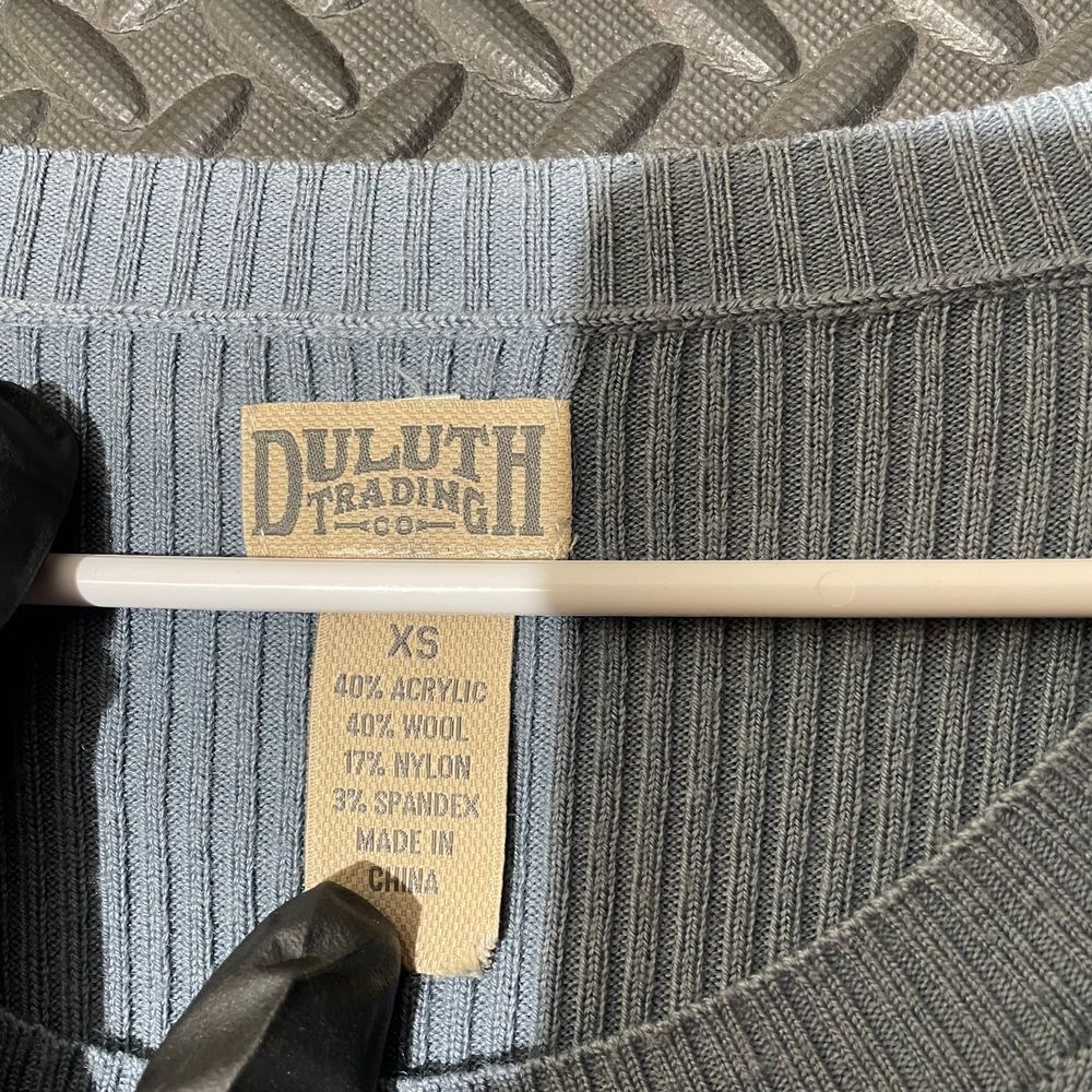 Duluth Trading co Blue Scoop Neck Knit Pattern Pullover Casual Sweater Women XS - Picture 3 of 7
